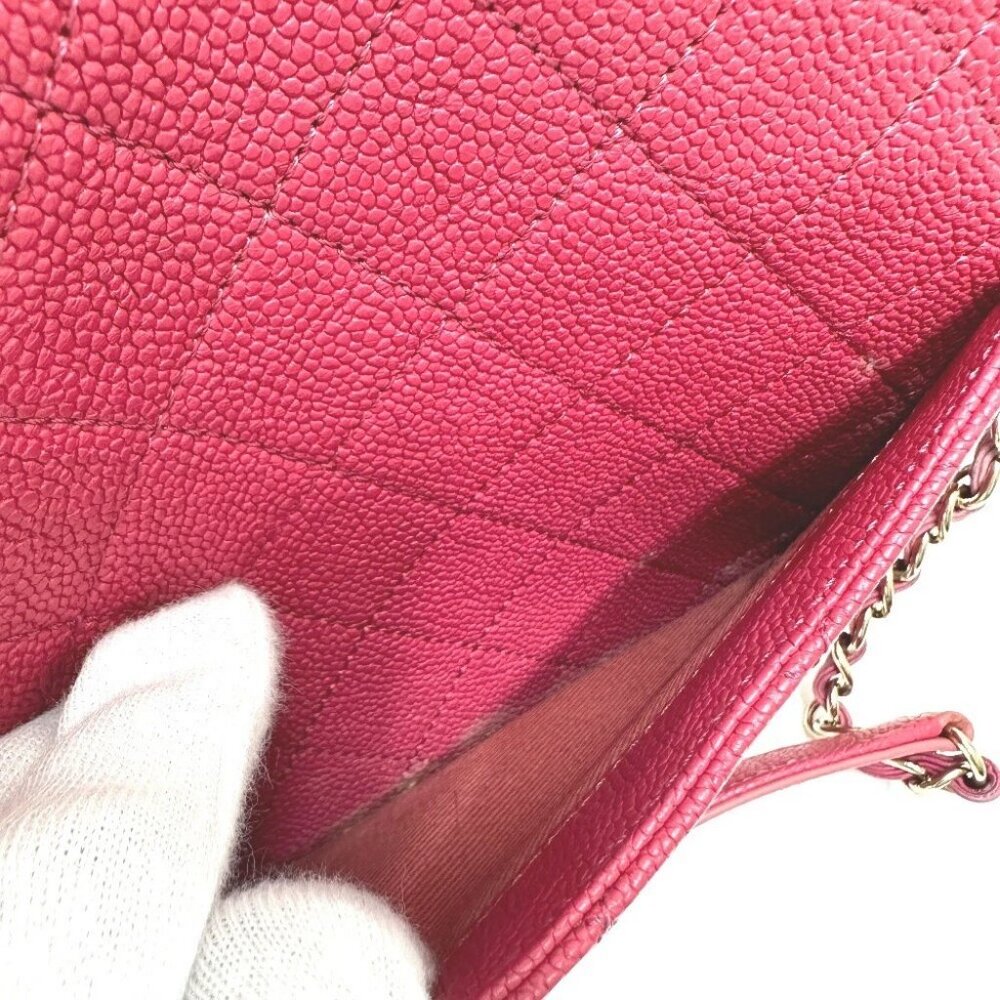 CHANEL CC Mark CC coil Bag 2WAY Chain Shoulder Bag Caviar Leather Pink - Picture 9 of 14